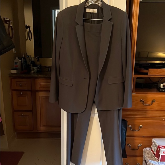 Tahari Jackets & Blazers - Charcoal Tahari Pantsuit Set